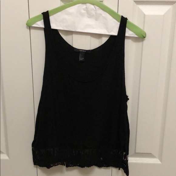 Black tank top with lace - Picture 1 of 2